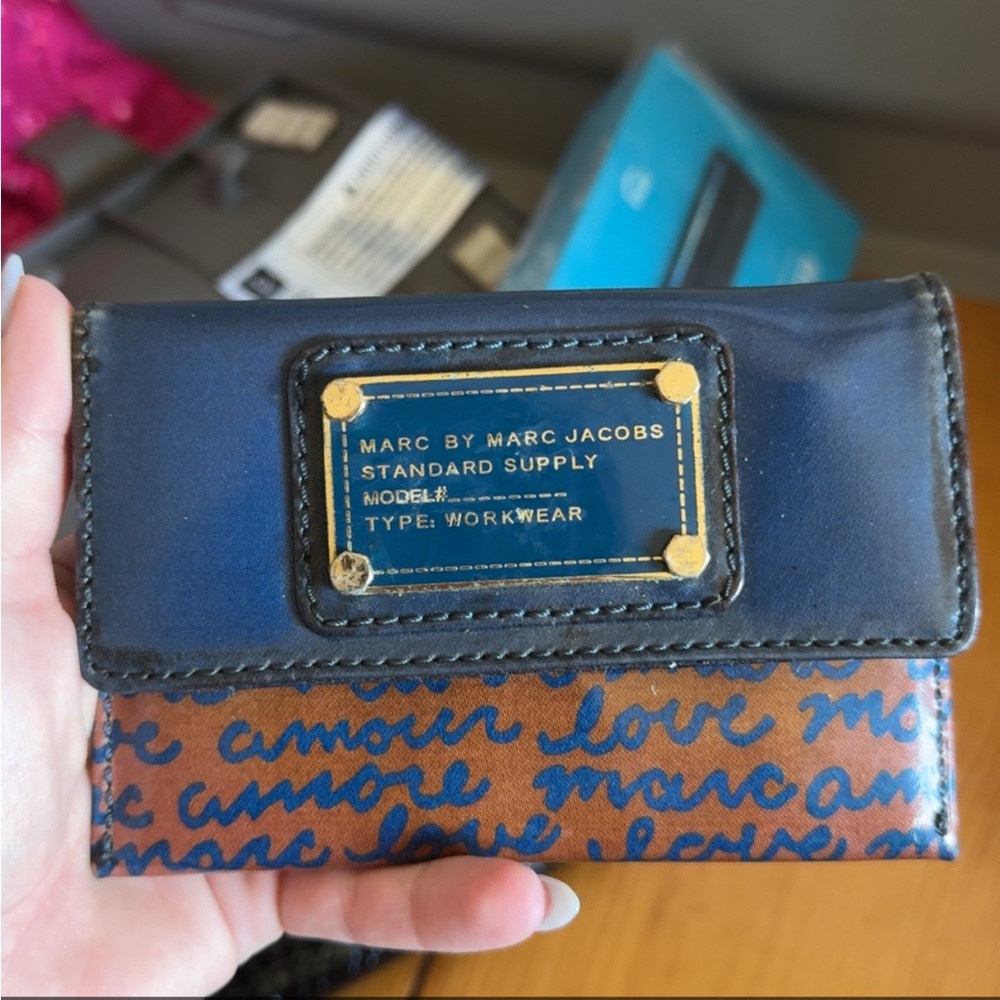 Marc Jacobs Navy and Brown Key & Card Holder
